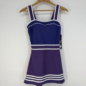 Shore Shape Women 8 Swimwear Dress Sleeveless Swimdress Purple Nautical Blue Sea